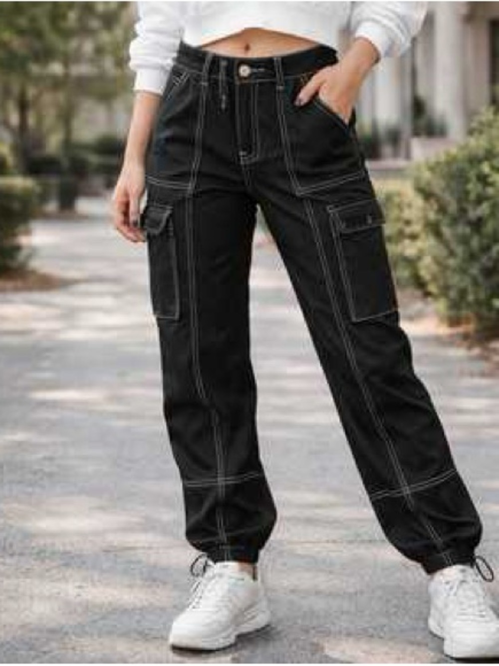 VIP Black Jeans with White Contrast Stitching